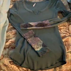 Free people m last thermal shirt teal